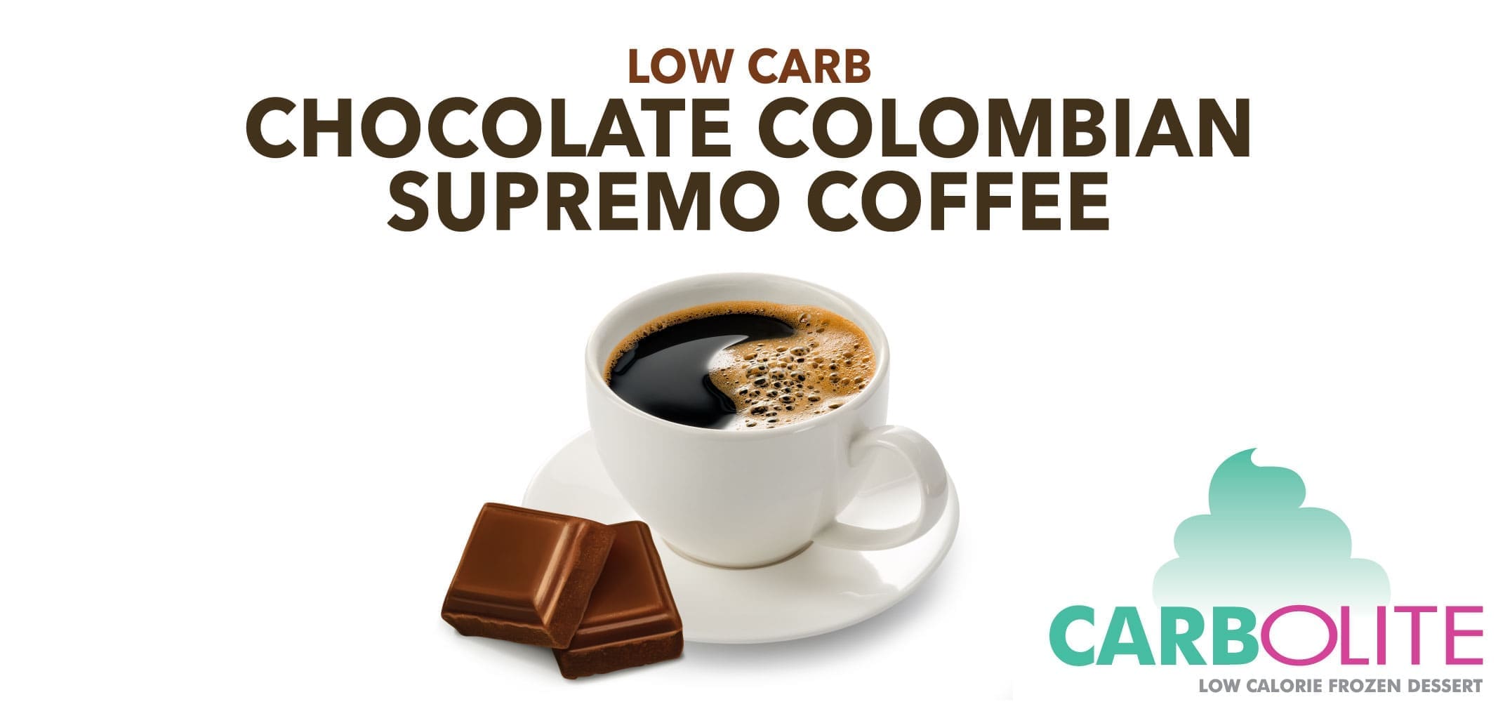 Carbolite Low Carb No Sugar Added Chocolate Colombian Supremo Coffee — Menchie’s product imagery