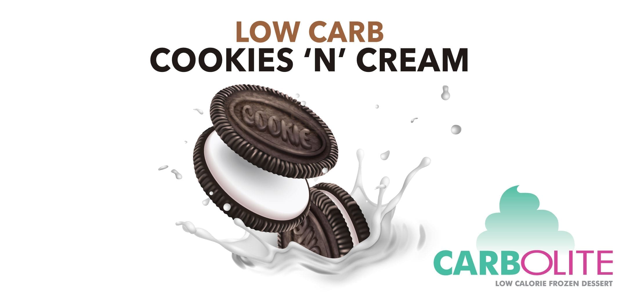 Carbolite Low Carb No Sugar Added Cookies ‘N’ Cream — Menchie’s product imagery