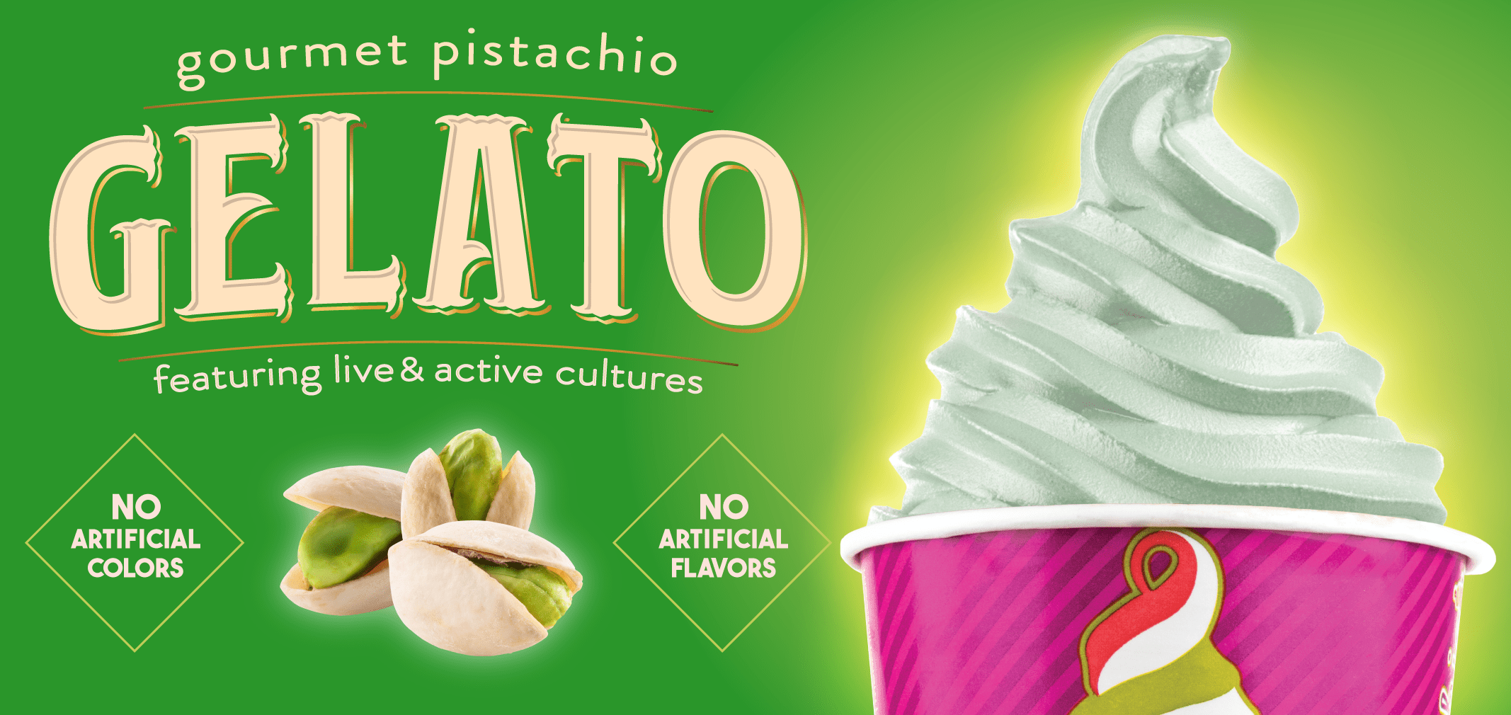 Gourmet Pistachio Gelato — Menchie’s product imagery