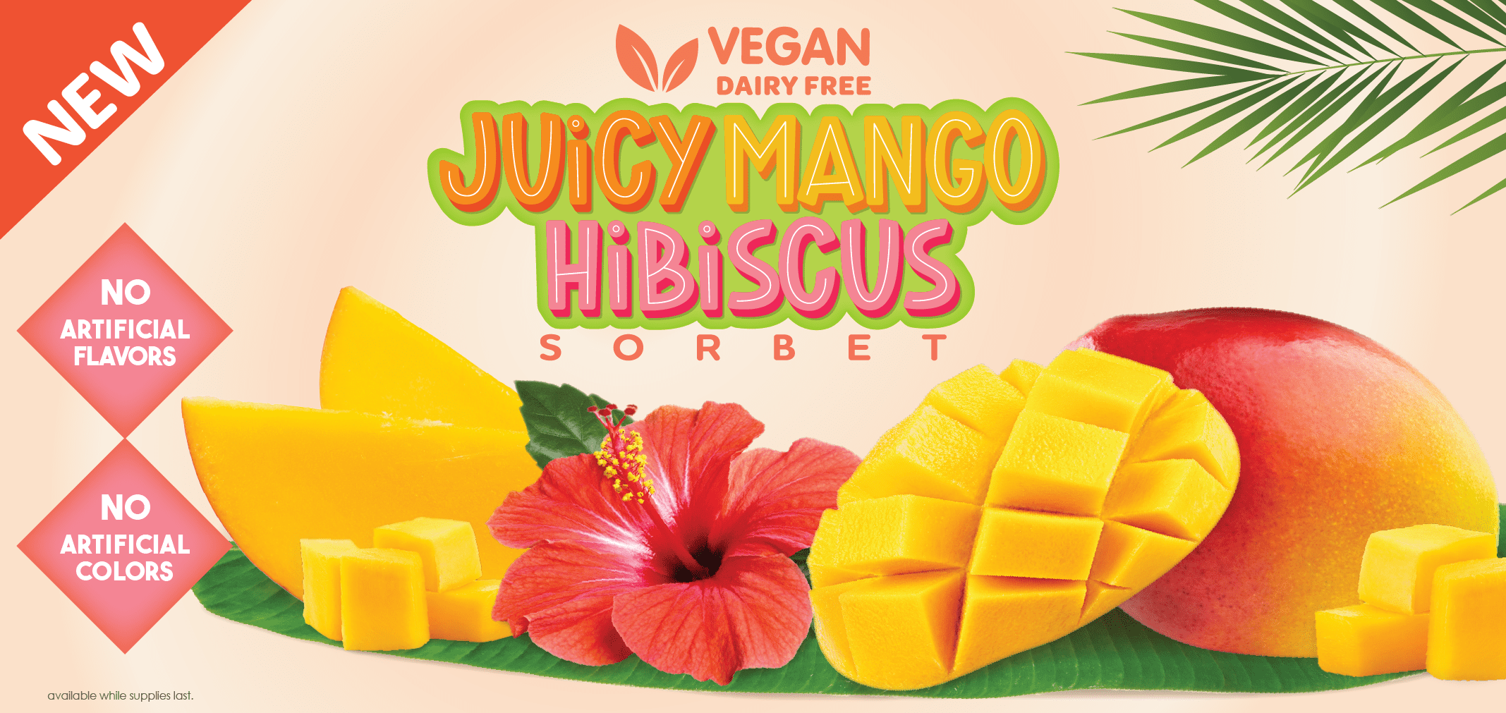 Vegan Juicy Mango Hibiscus Sorbet — Menchie’s product imagery