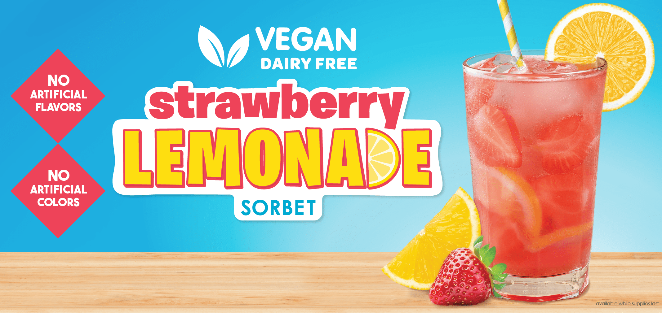 Vegan Strawberry Lemonade Sorbet — Menchie’s product imagery