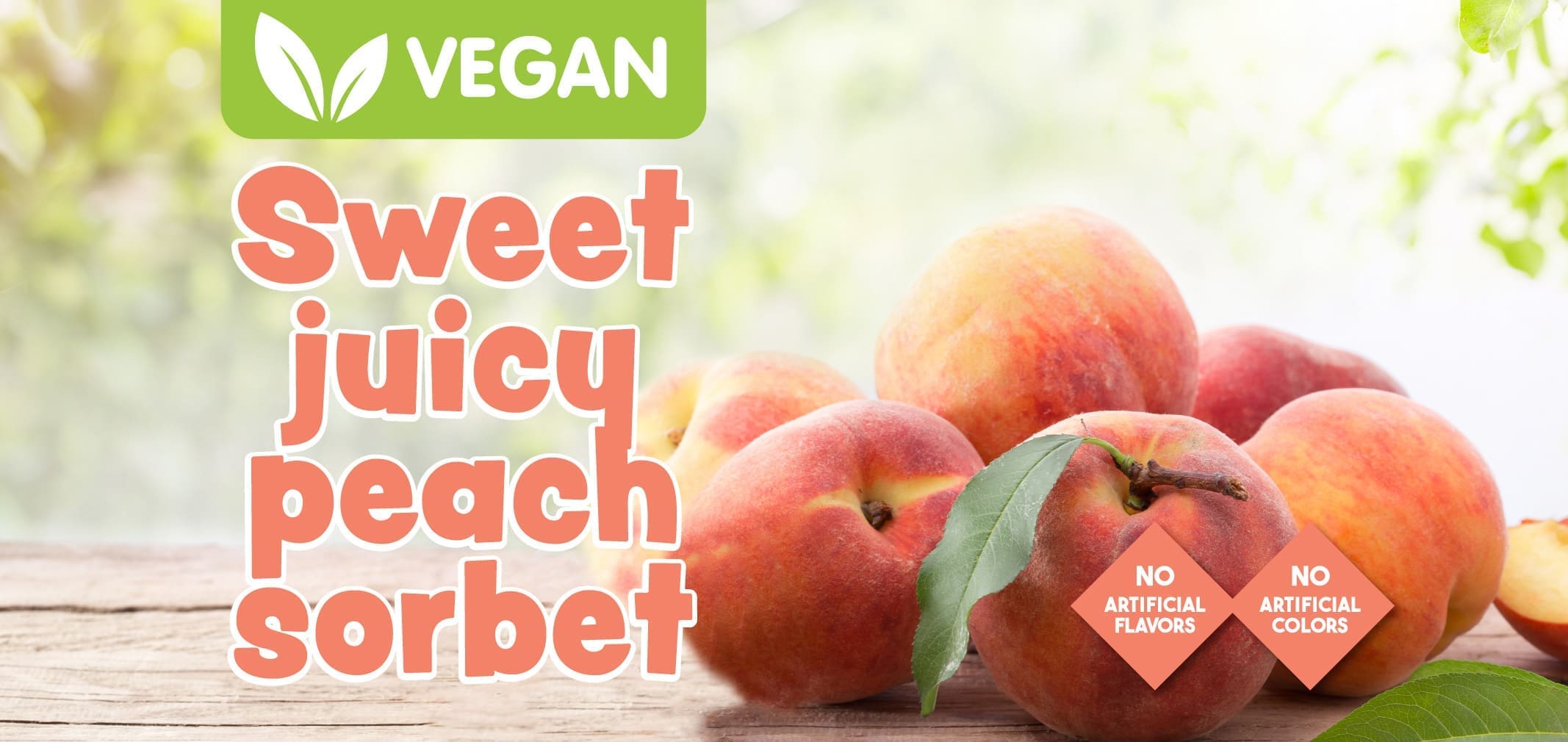 Vegan Sweet Juicy Peach Sorbet — Menchie’s product imagery